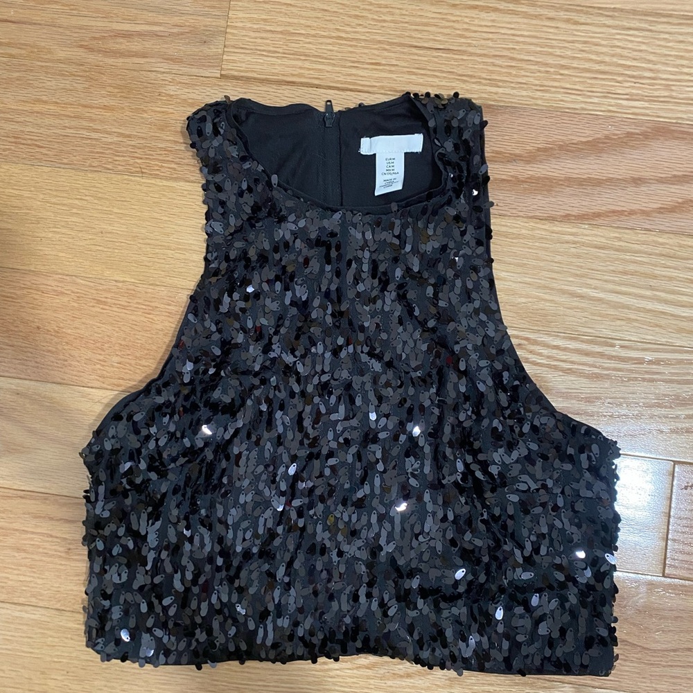 Sequin Black Crop Top - Picture 3 of 5